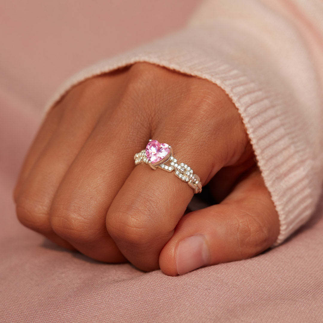 Linked Together Love Forever Heart and Link Ring
