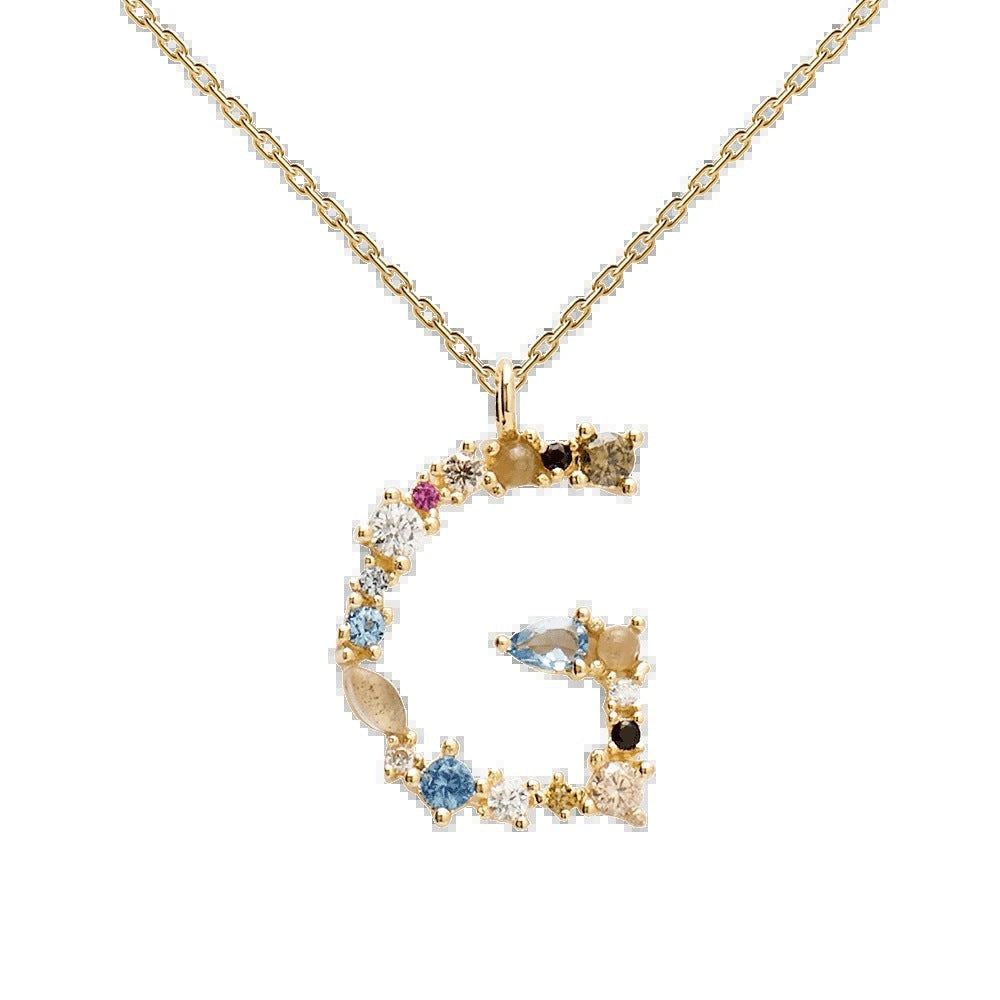 Multi Gemstone Alphabet Necklace