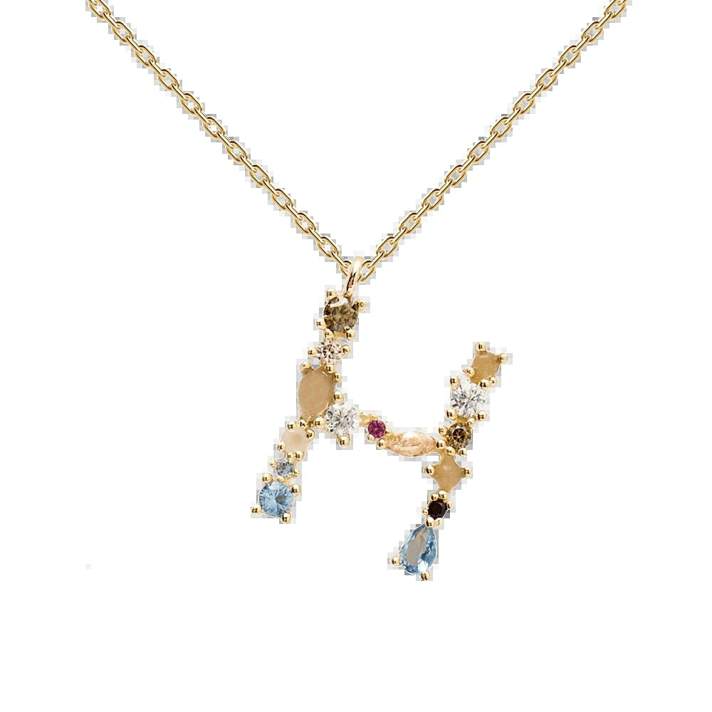 Multi Gemstone Alphabet Necklace