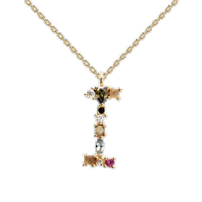 Multi Gemstone Alphabet Necklace