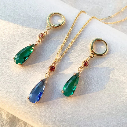 Vintage Water Drop Emerald necklace and earrings