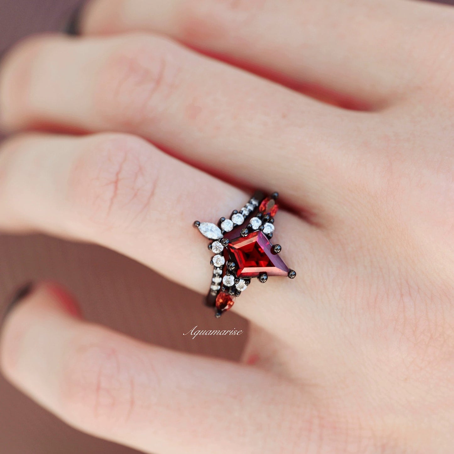Skye Natural Red Garnet Couples Ring