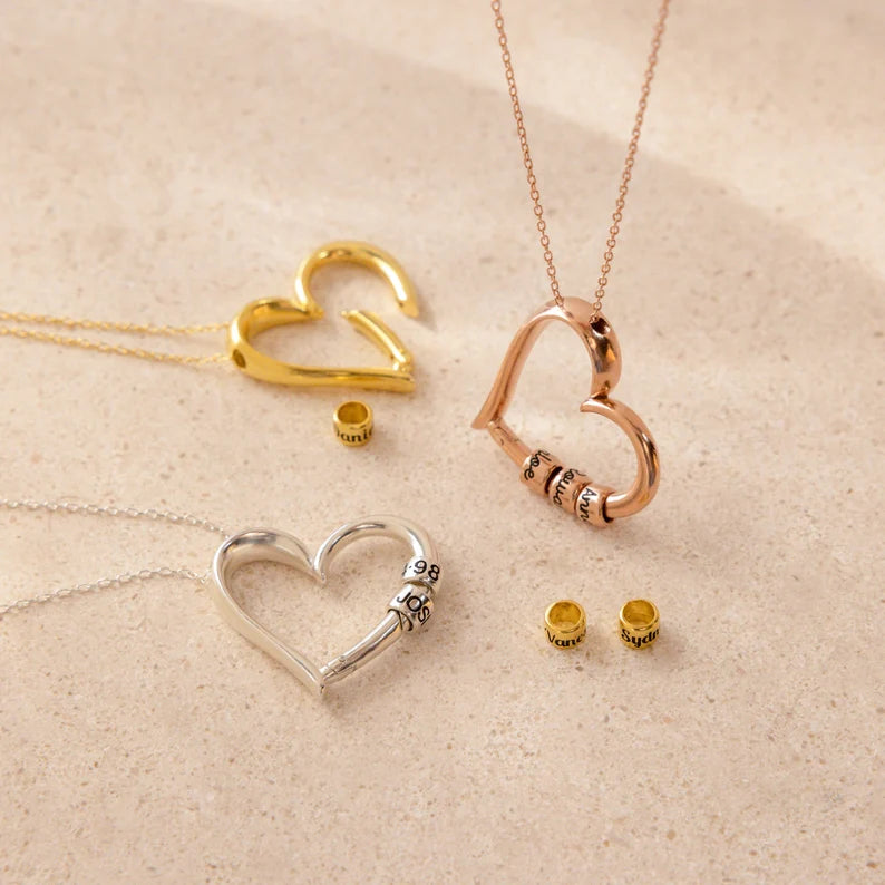 Personalized Kids Name Necklace with Engraved Beads