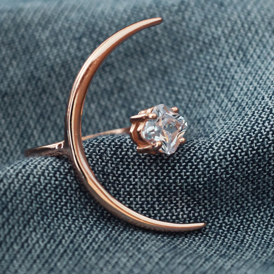 🎄CHRISTMAS HOT SALE❄-Crystal Crescent Ring