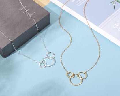 Interlocking circle necklace birthday gift for women