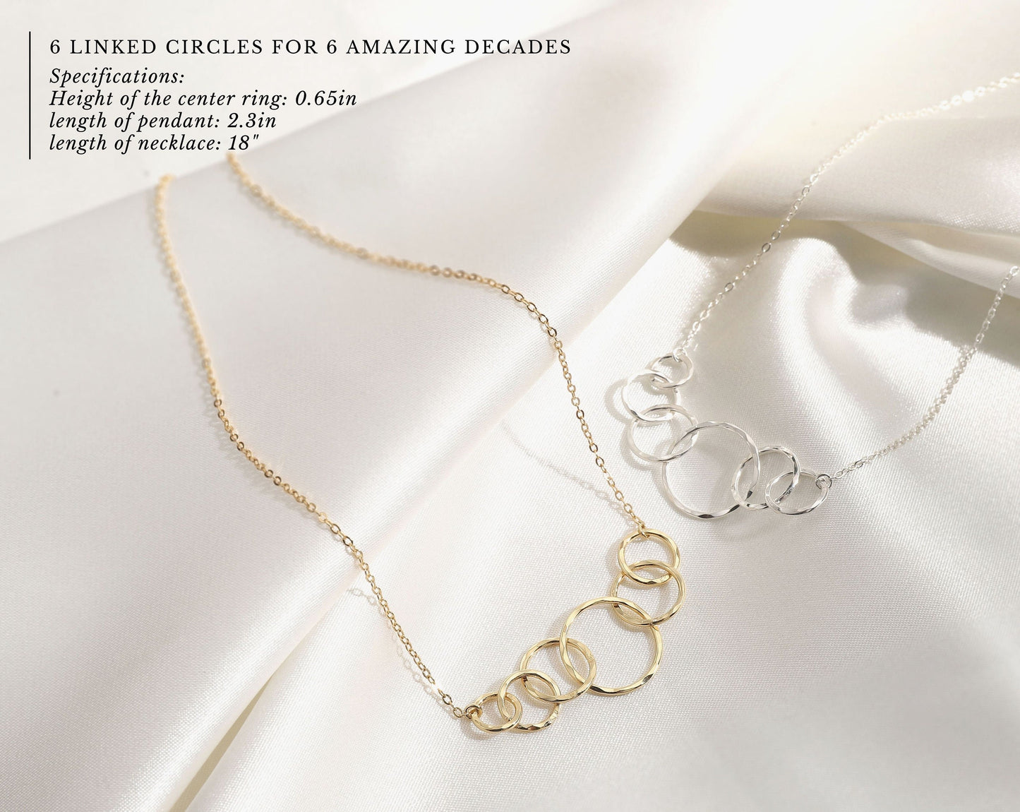 Interlocking circle necklace birthday gift for women