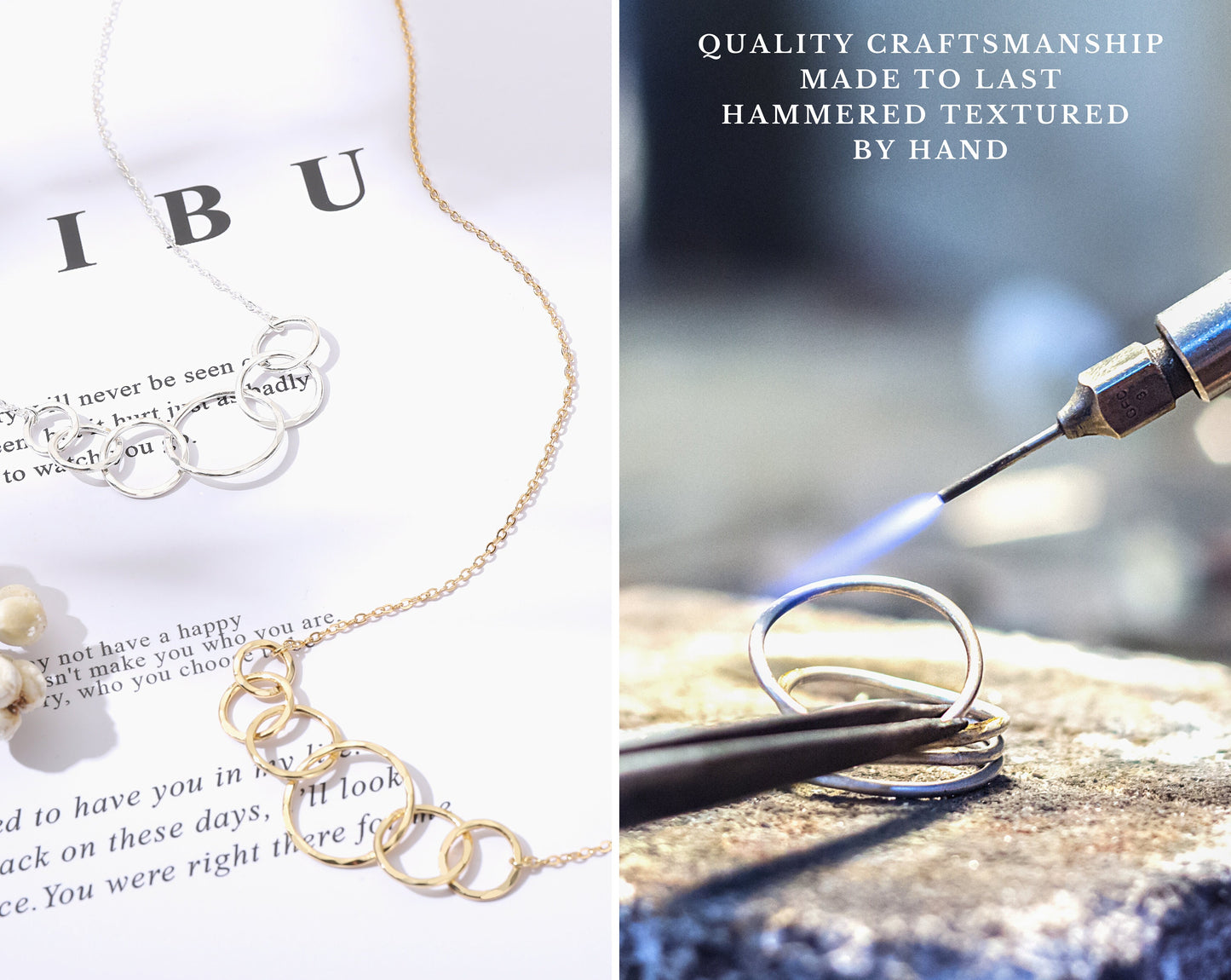 Interlocking circle necklace birthday gift for women
