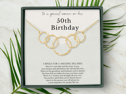 Interlocking circle necklace birthday gift for women