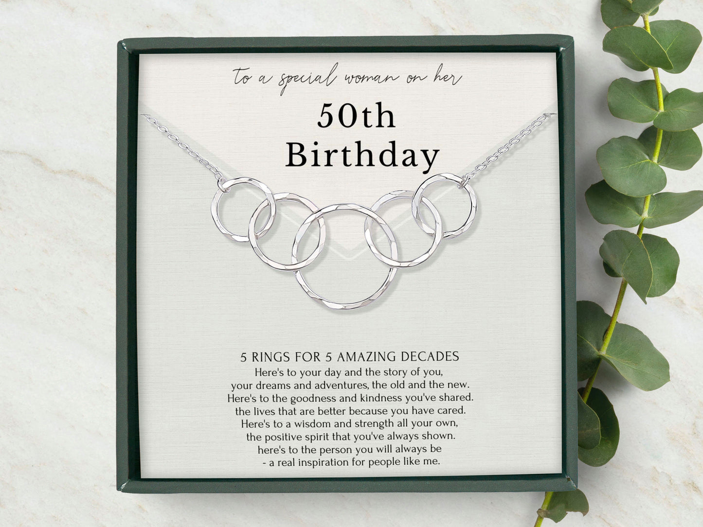 Interlocking circle necklace birthday gift for women