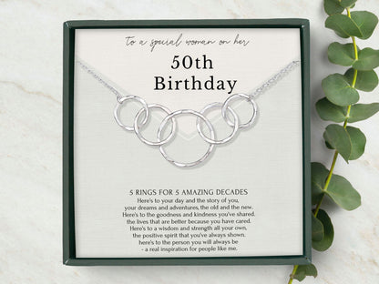 Interlocking circle necklace birthday gift for women