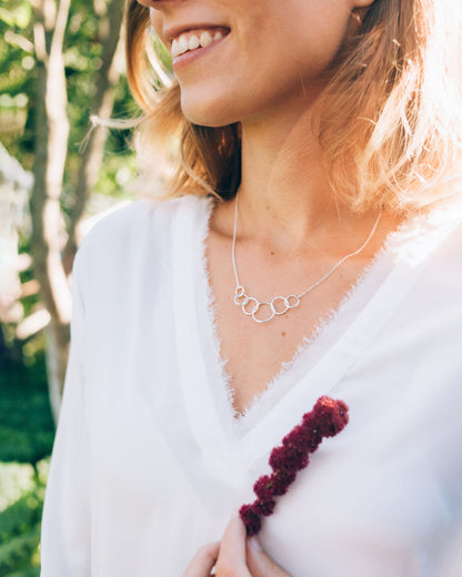 Interlocking circle necklace birthday gift for women