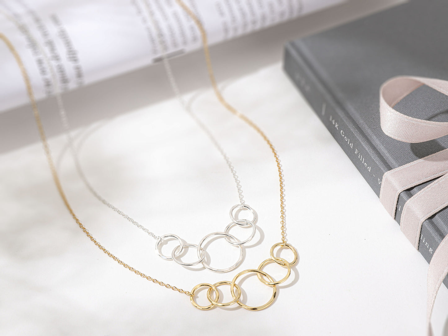 Interlocking circle necklace birthday gift for women