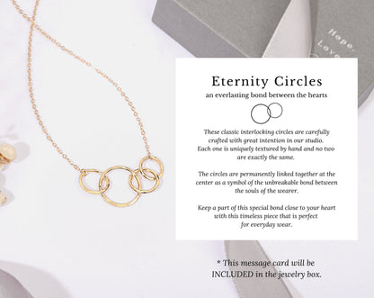 Interlocking circle necklace birthday gift for women