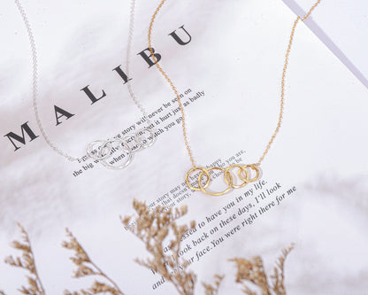 Interlocking circle necklace birthday gift for women