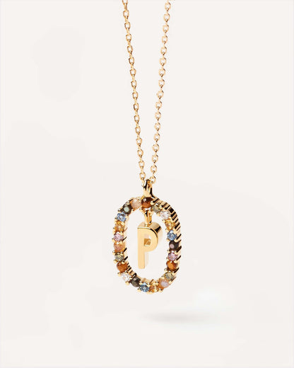 18K Real Gold, Initial Necklace, Letter Pendant