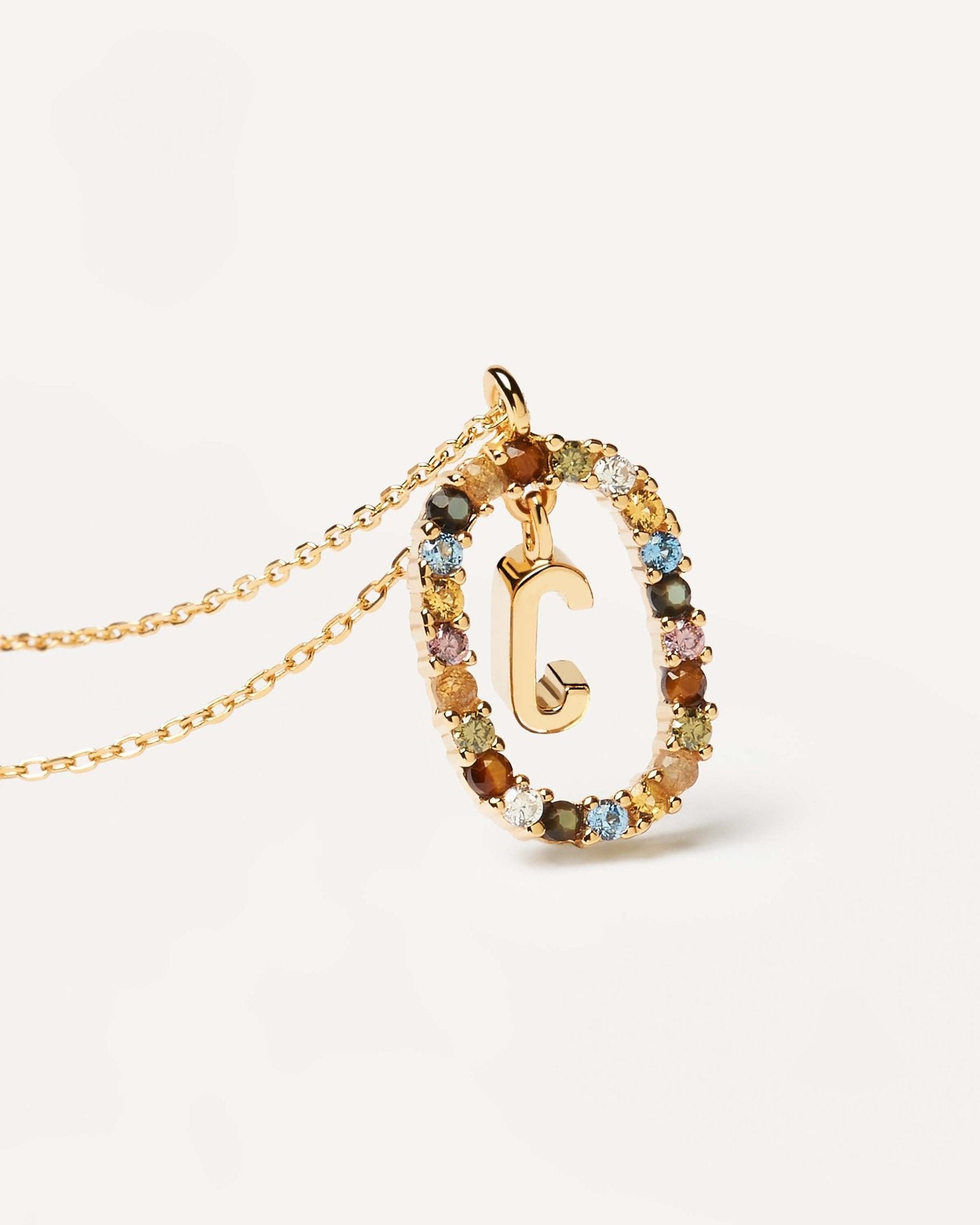 18K Real Gold, Initial Necklace, Letter Pendant