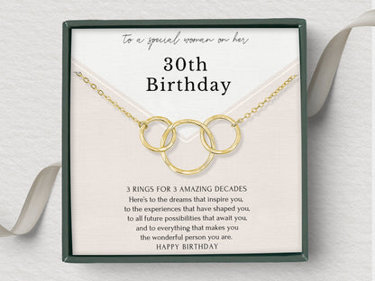 Interlocking circle necklace birthday gift for women