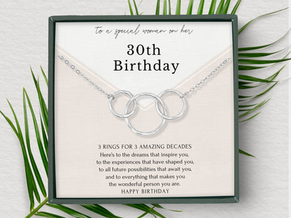Interlocking circle necklace birthday gift for women