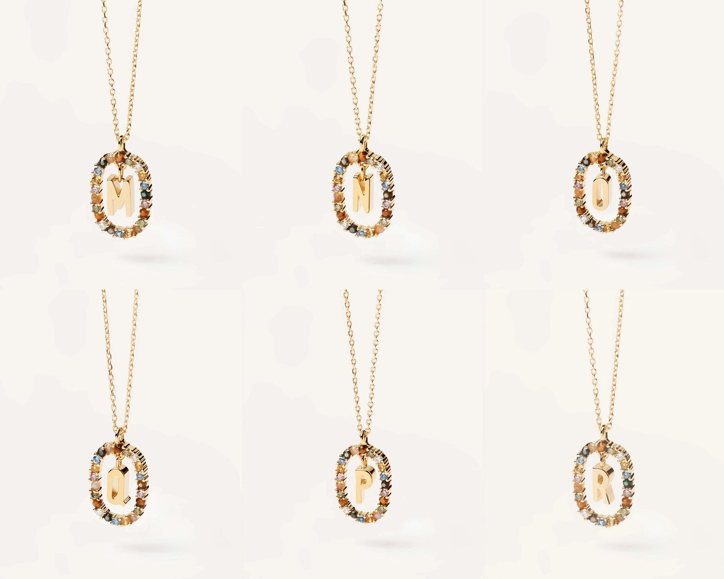 18K Real Gold, Initial Necklace, Letter Pendant