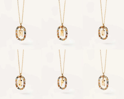 18K Real Gold, Initial Necklace, Letter Pendant