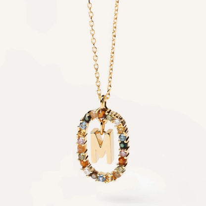 18K Real Gold, Initial Necklace, Letter Pendant