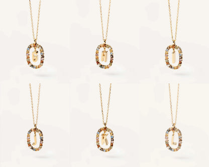18K Real Gold, Initial Necklace, Letter Pendant
