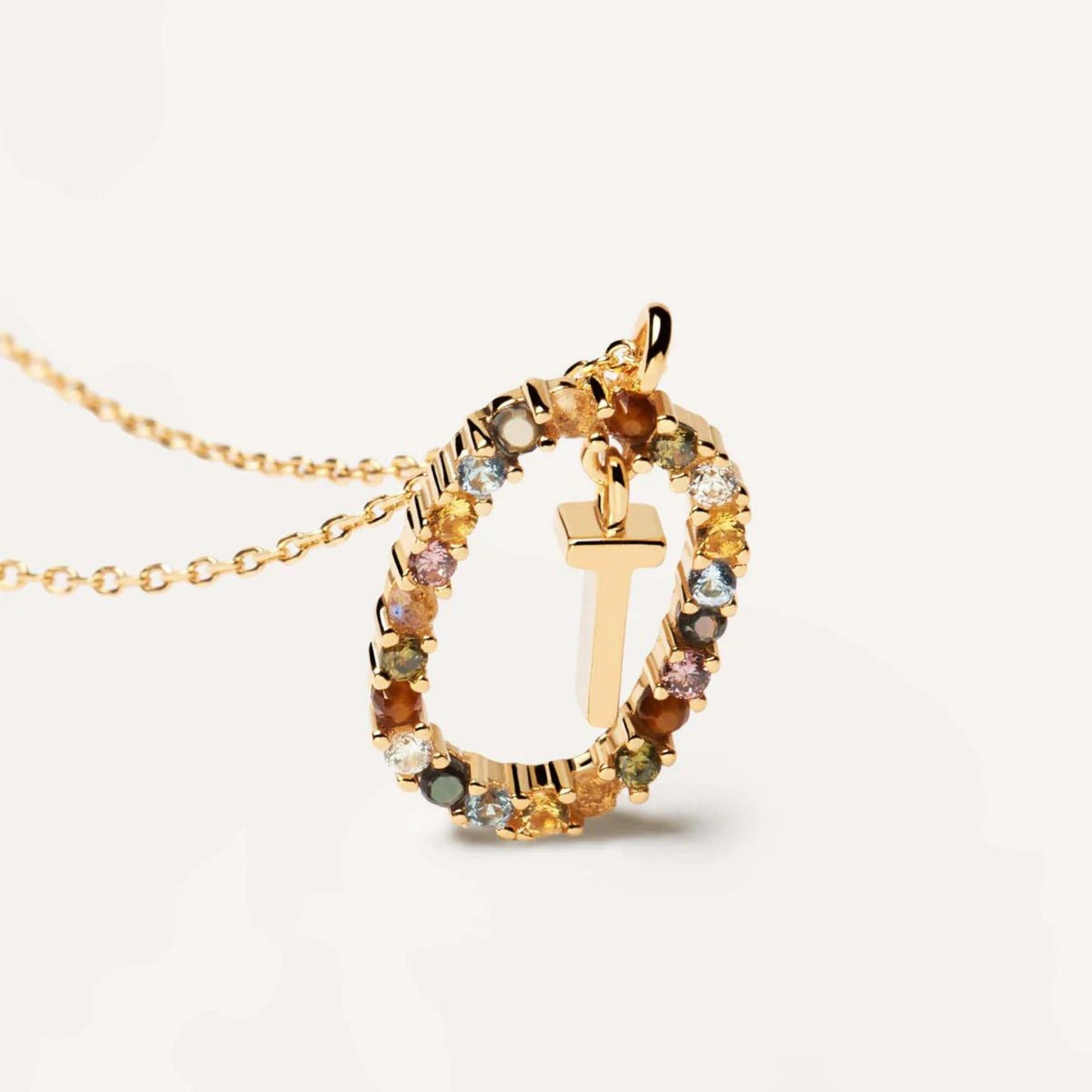 18K Real Gold, Initial Necklace, Letter Pendant