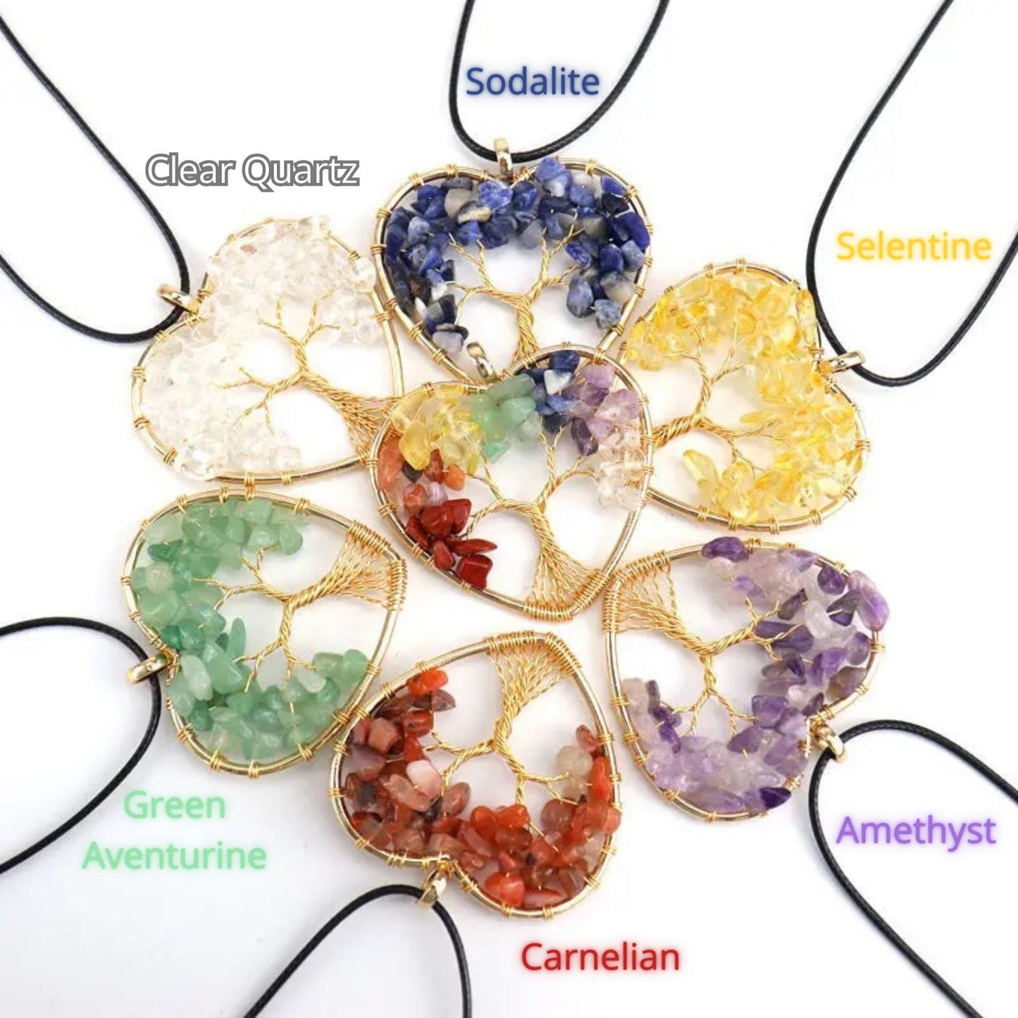 🌴Crystal Tree of Life Heart Shaped Necklace