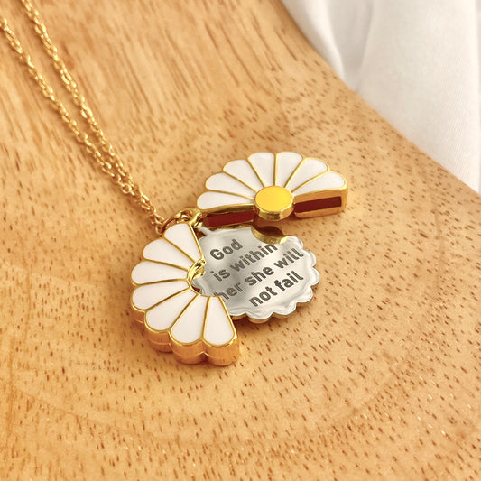 🎁GIFT FOR HER-Hidden Message Daisy Locket Necklace🌼