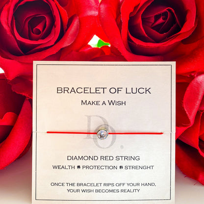 Kabbalah Red String Zirconia Bracelet - for Good Luck and Protection