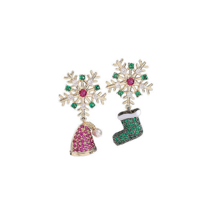 Christmas Crystal Snowflake Drop Earrings
