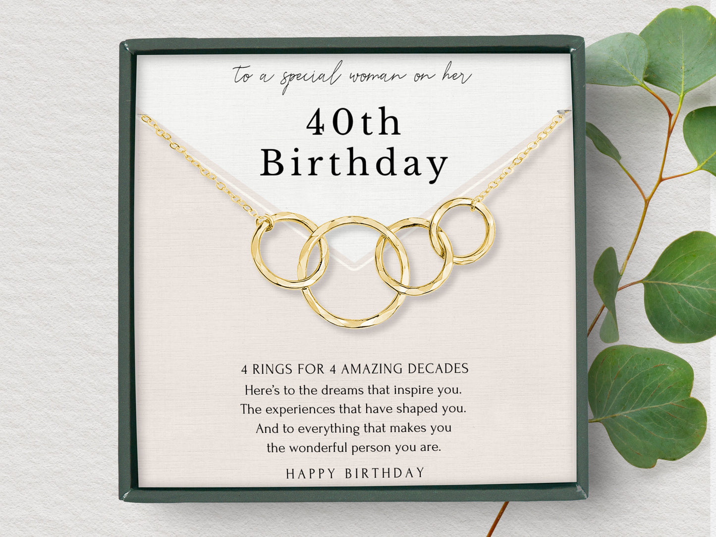 Interlocking circle necklace birthday gift for women