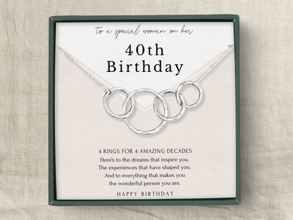 Interlocking circle necklace birthday gift for women