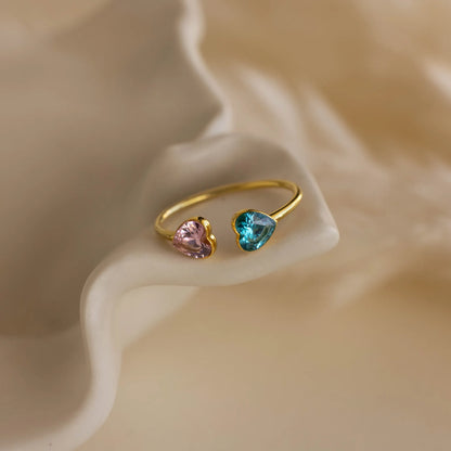 FOR FRIEND- YOU'RE MY FAVORITE BITCH DOUBLE HEARTS CUSTOM BIRTHSTONES RING