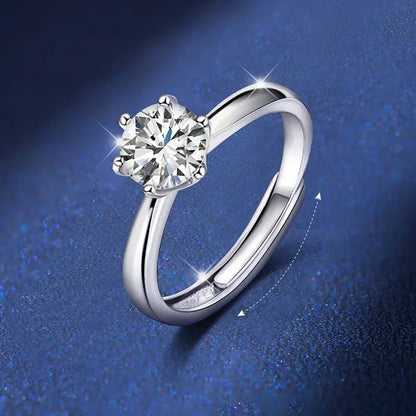 🌊Summer Hot Sale✨-S925 Sterling Sliver Adjustable Full Moissanite Ring