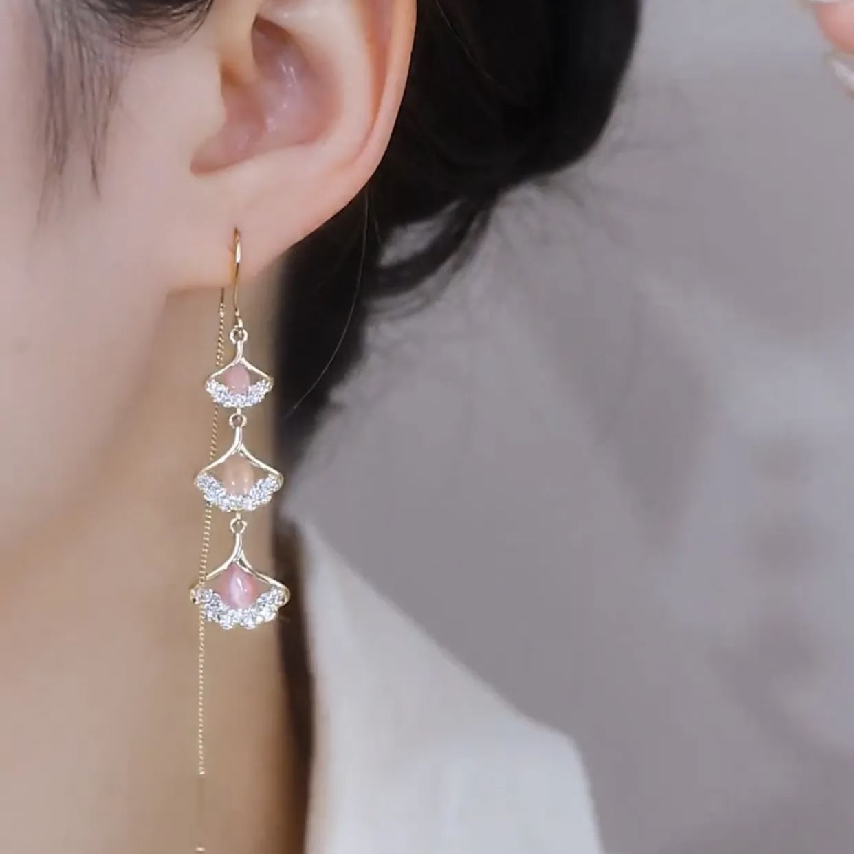 - Ginkgo Leaf Tassel Earrings