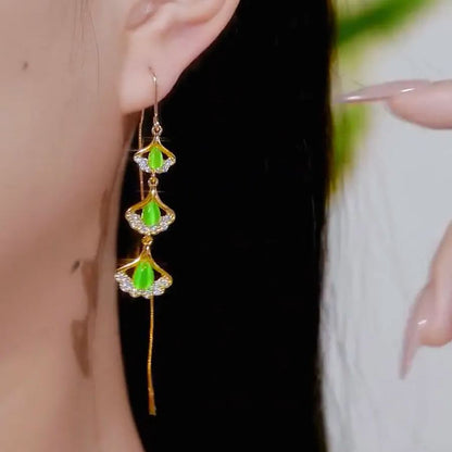 - Ginkgo Leaf Tassel Earrings