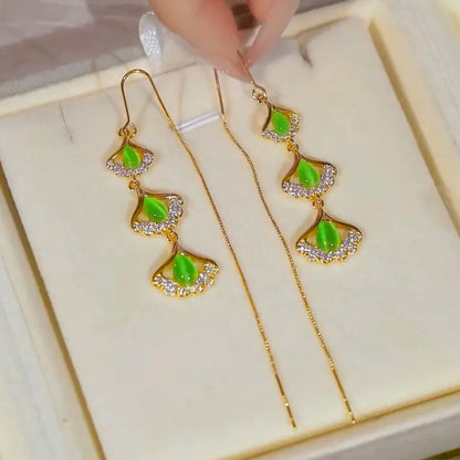 - Ginkgo Leaf Tassel Earrings