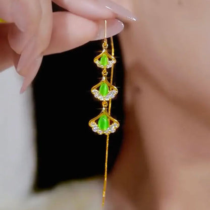 - Ginkgo Leaf Tassel Earrings