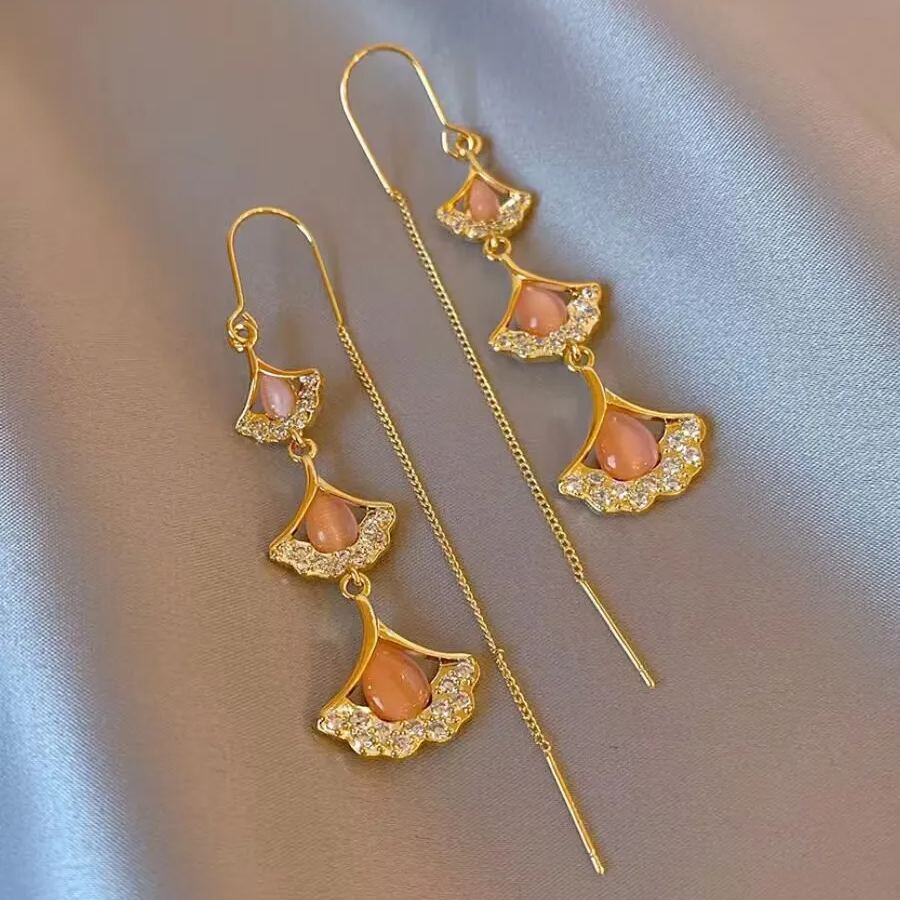 - Ginkgo Leaf Tassel Earrings