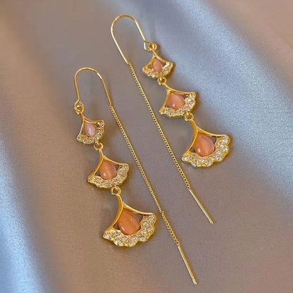 - Ginkgo Leaf Tassel Earrings