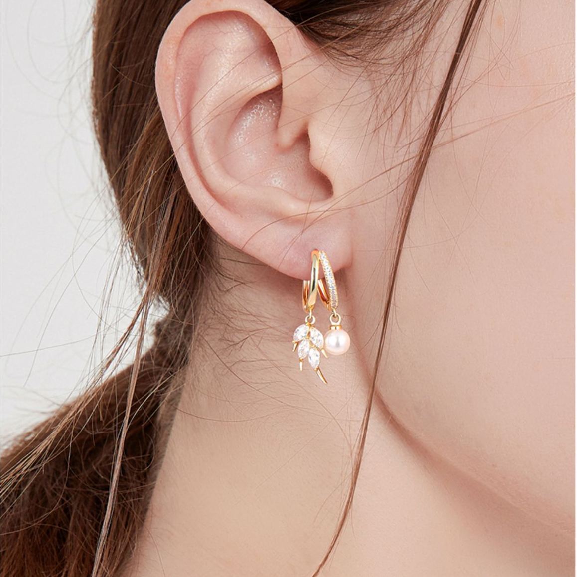Wheat Leaf Pearl Earrings
