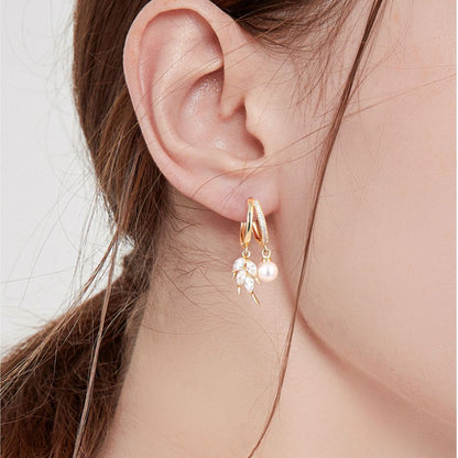 Wheat Leaf Pearl Earrings