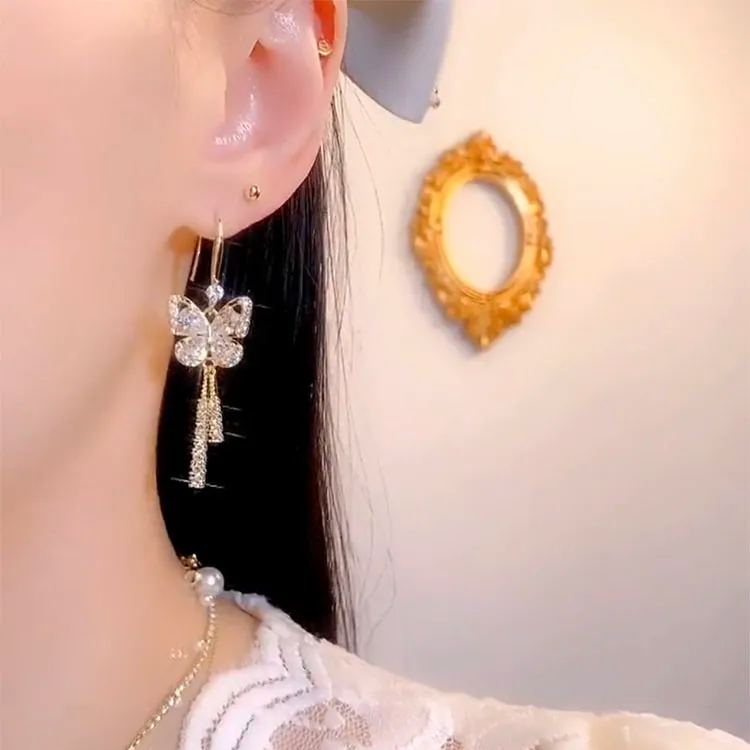🦋Crystal Butterfly Tassel Earrings