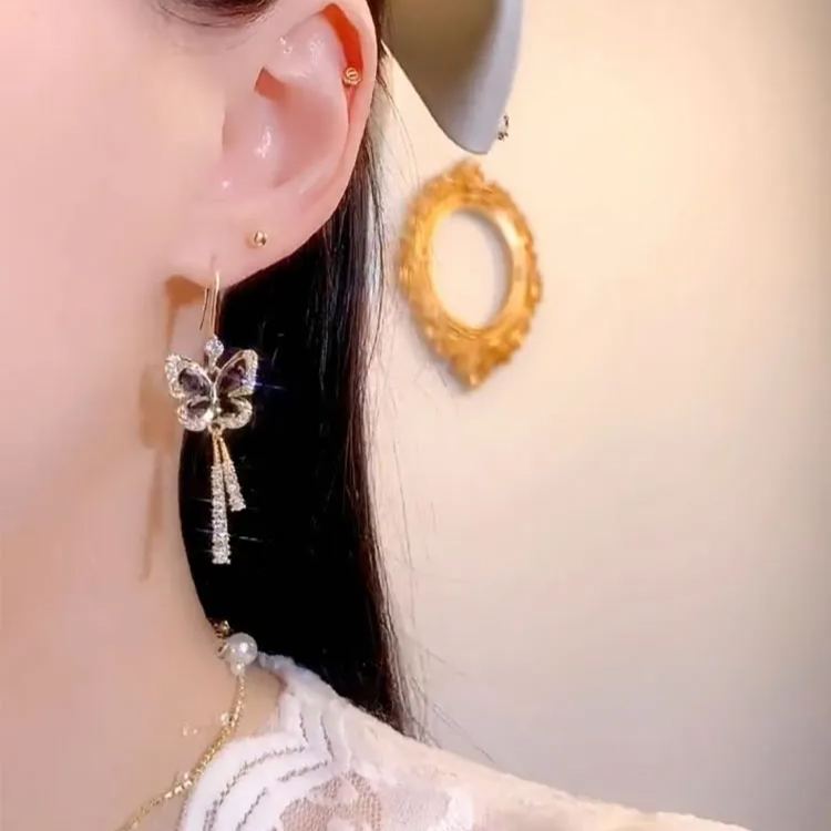 🦋Crystal Butterfly Tassel Earrings