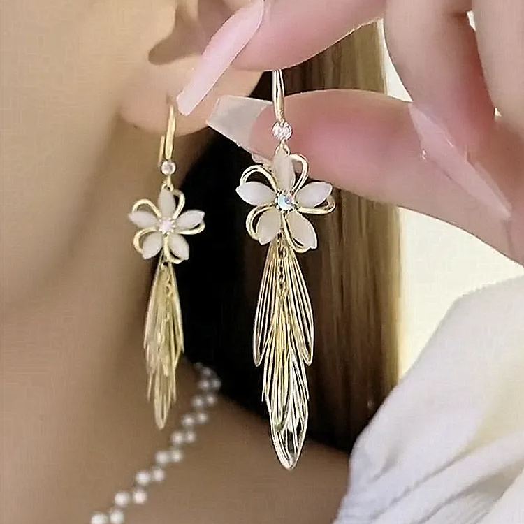 🌹Opal Flower Tassel Earrings