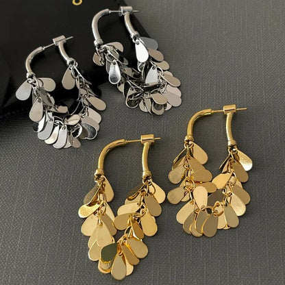 - Metal Sequin Tassel Earrings