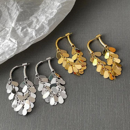 - Metal Sequin Tassel Earrings