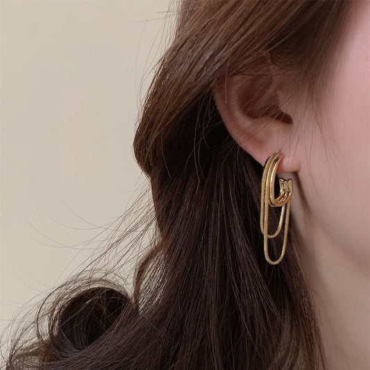 - Metal Multi-Chain Tassel Earrings