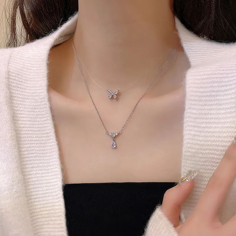 🎀Bow Tear Drop Zircon Necklace